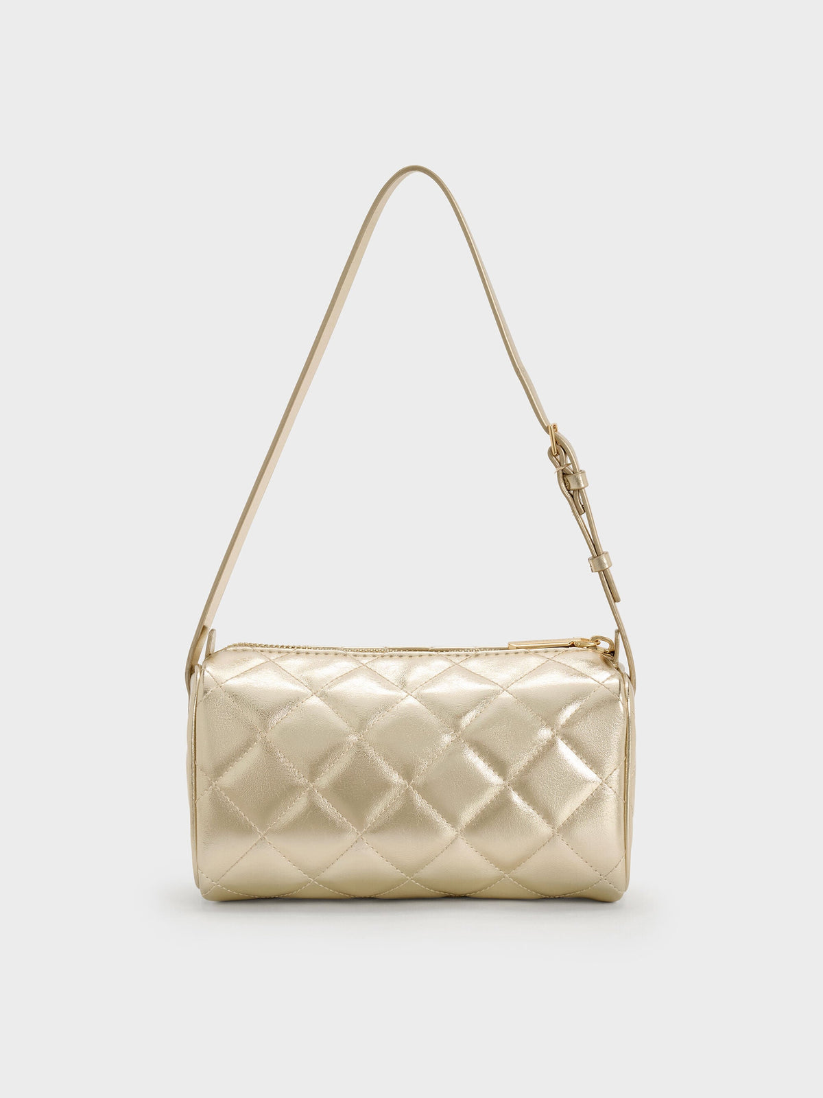 Janie Metallic Quilted Shoulder Bag - Champagne | CHARLES & KEITH