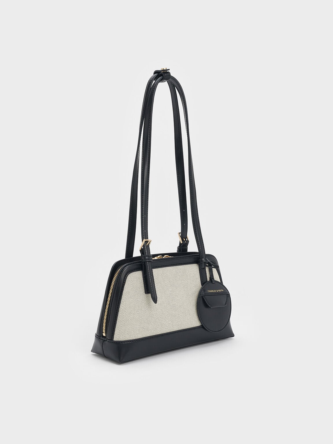 Enola Canvas Long-Handle Shoulder Bag - Black | CHARLES & KEITH