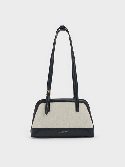 Enola Canvas Long-Handle Shoulder Bag - Black | CHARLES & KEITH