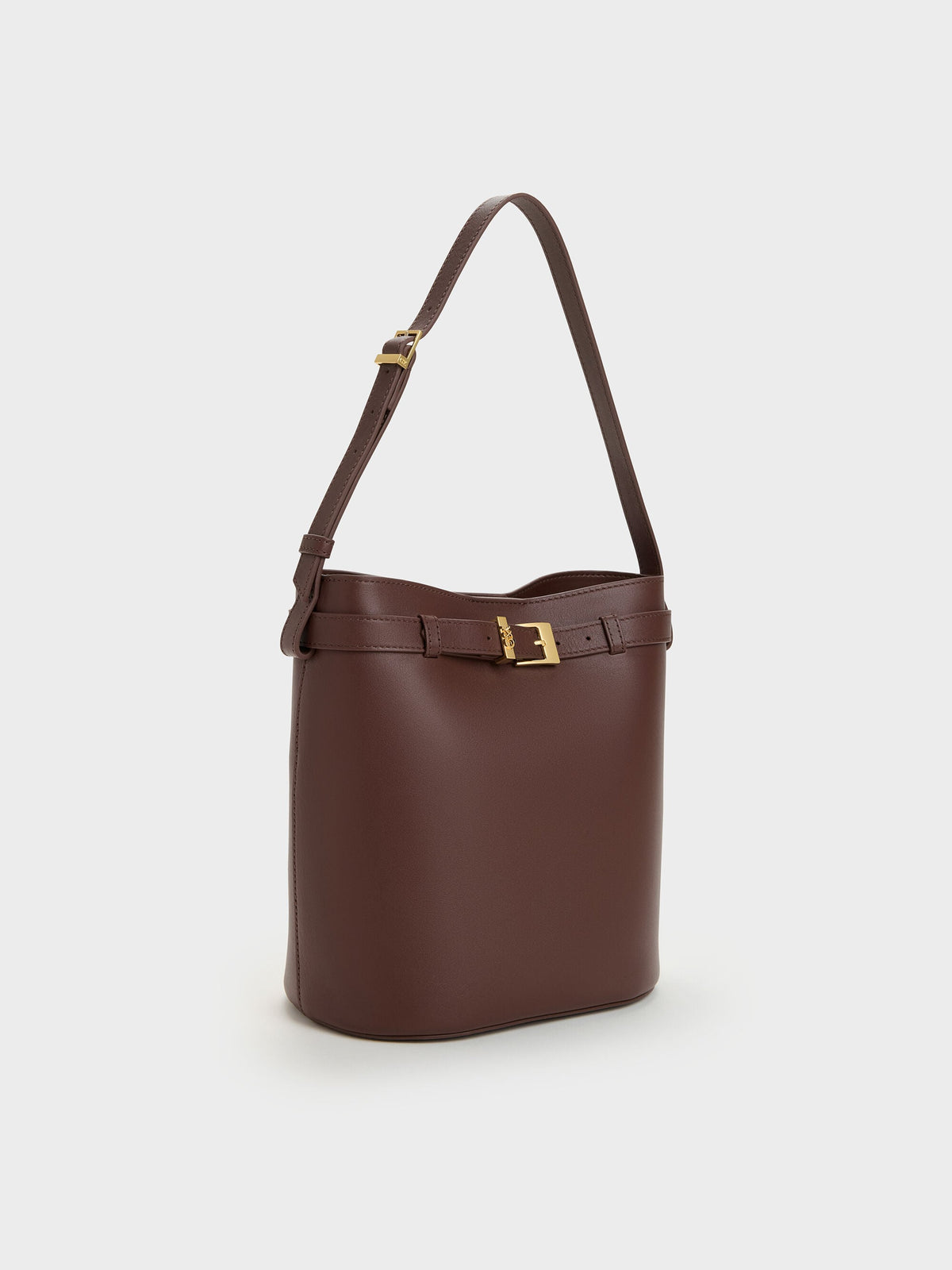 Jody Leather Belted Bucket Bag - Brown | CHARLES & KEITH
