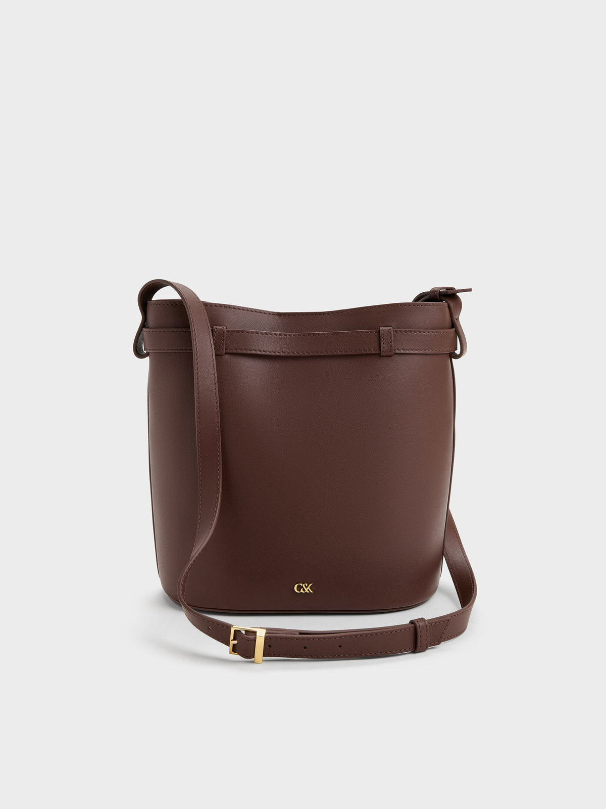 Jody Leather Belted Bucket Bag - Brown | CHARLES & KEITH