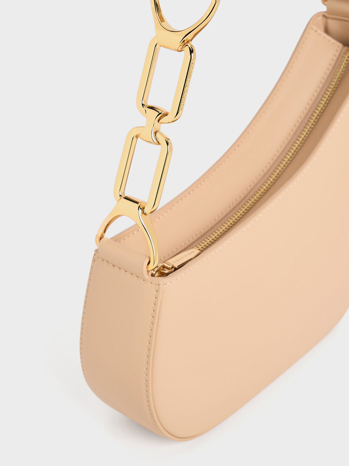 Agatha Chain-Strap Shoulder Bag - Beige | CHARLES & KEITH