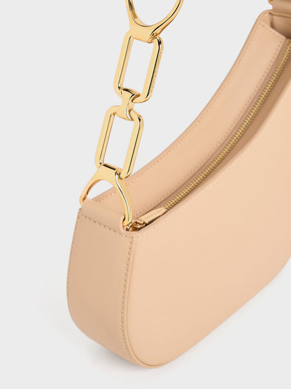 Agatha Chain-Strap Shoulder Bag - Beige | CHARLES & KEITH
