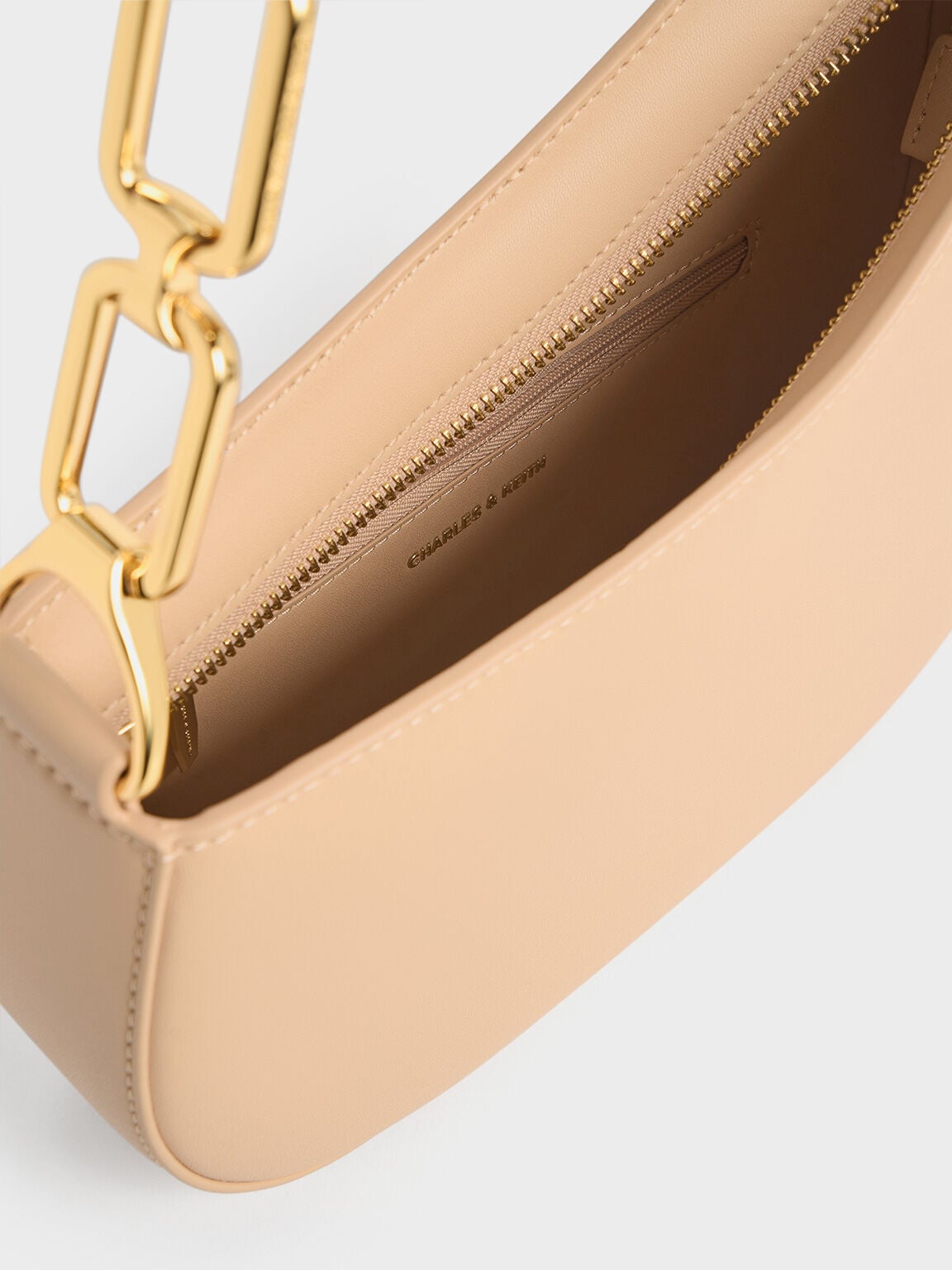 Agatha Chain-Strap Shoulder Bag - Beige | CHARLES & KEITH