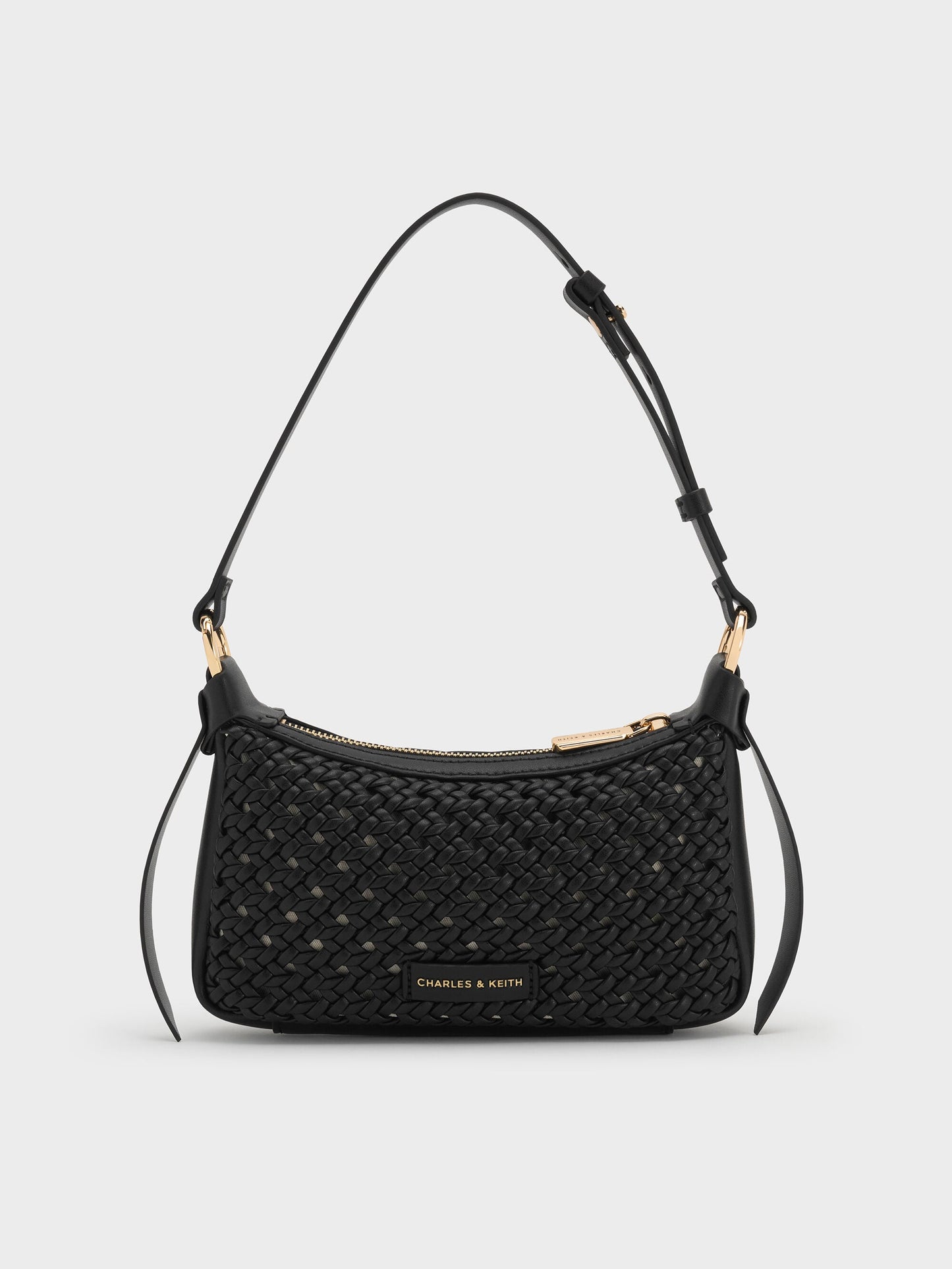 Mini Calla Woven Shoulder Bag - Black | CHARLES & KEITH