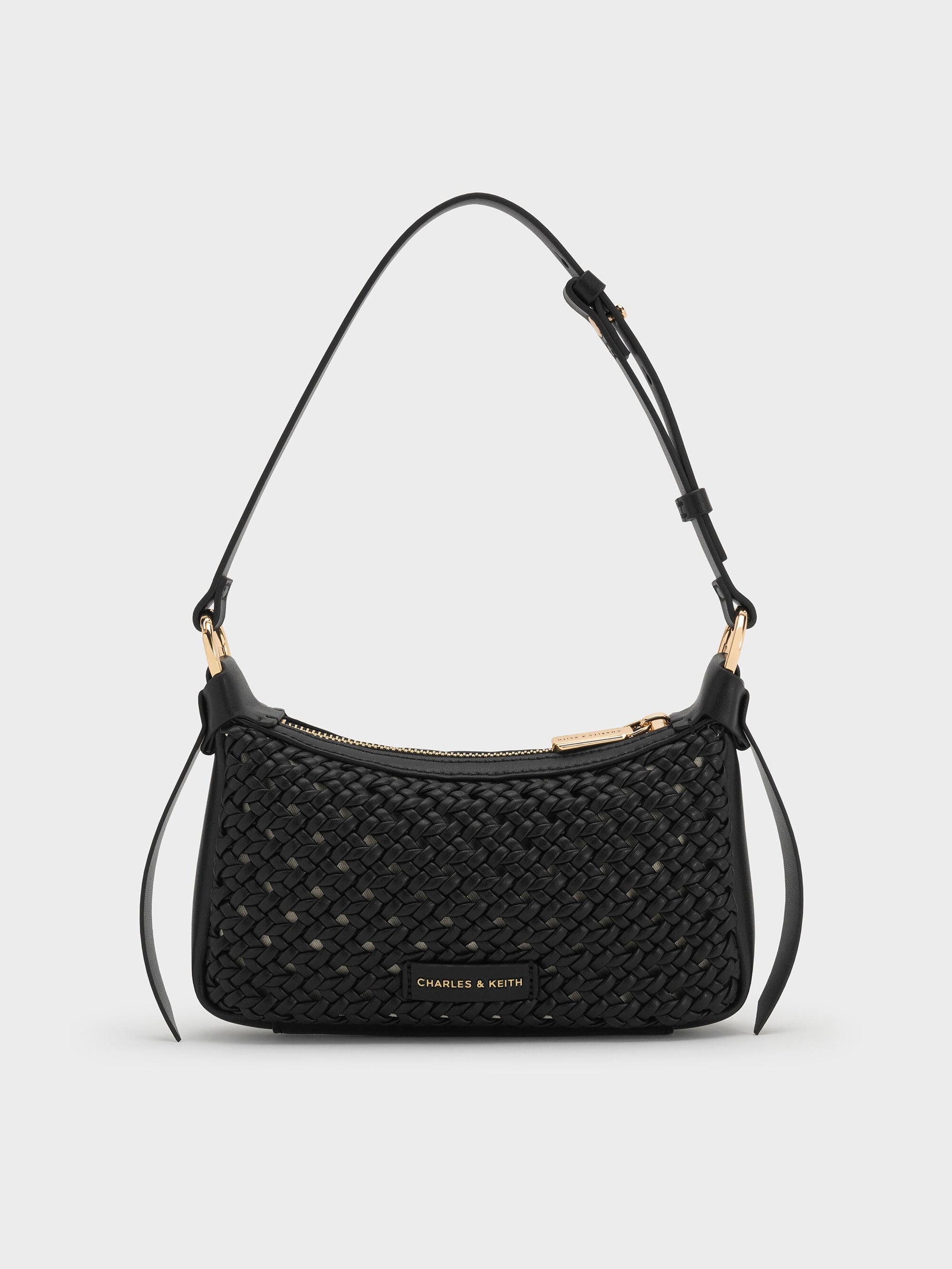 Mini Calla Woven Shoulder Bag - Black | CHARLES & KEITH