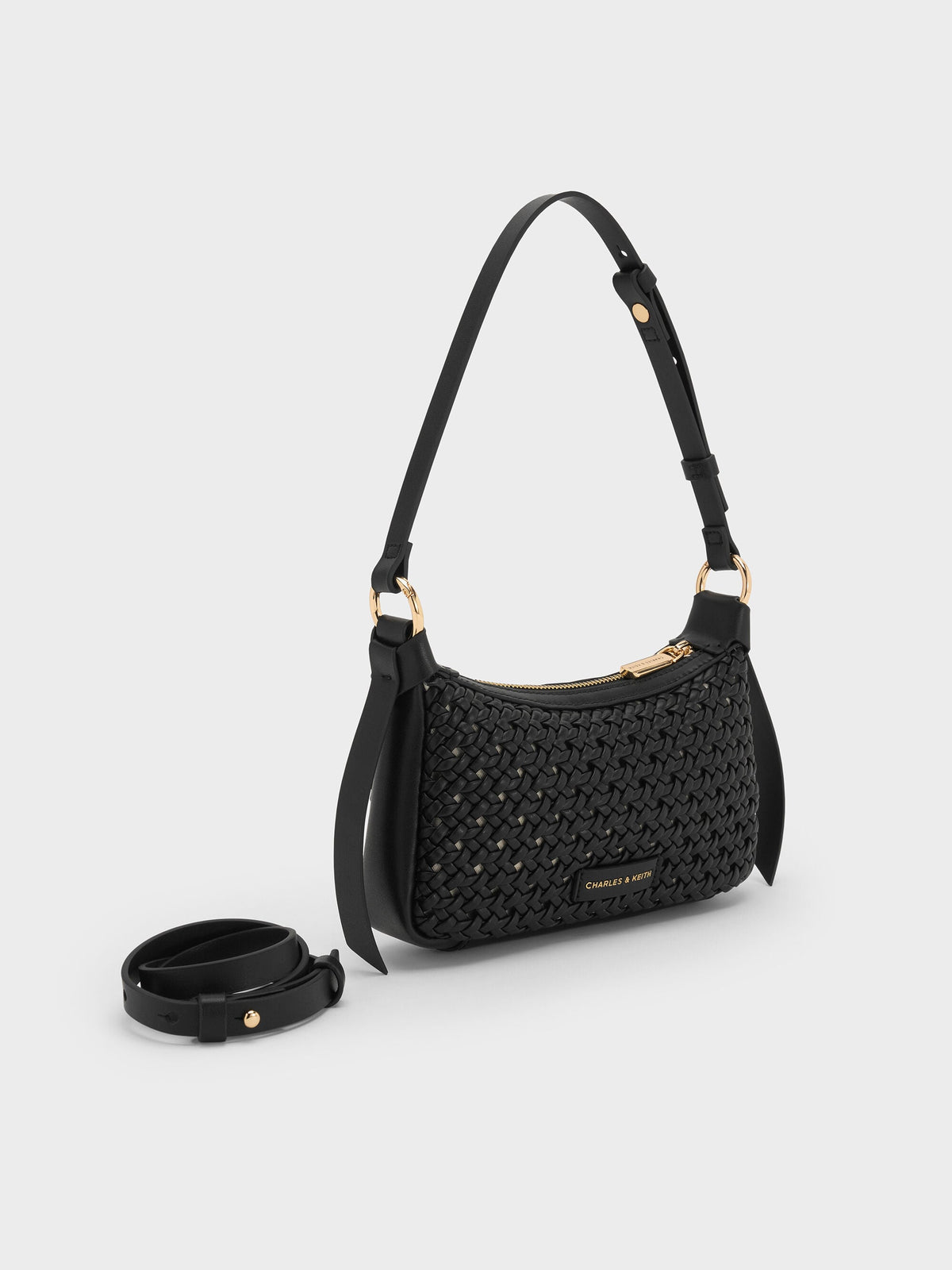 Mini Calla Woven Shoulder Bag - Black | CHARLES & KEITH