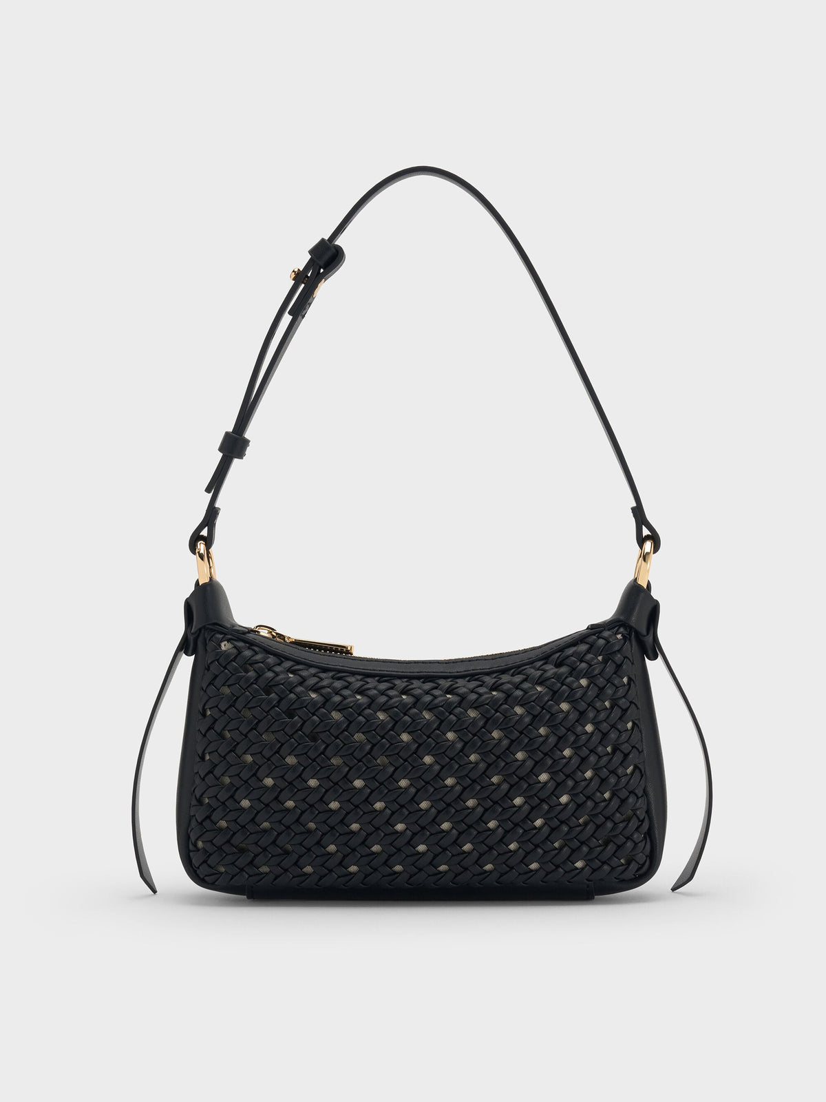 Mini Calla Woven Shoulder Bag - Black | CHARLES & KEITH