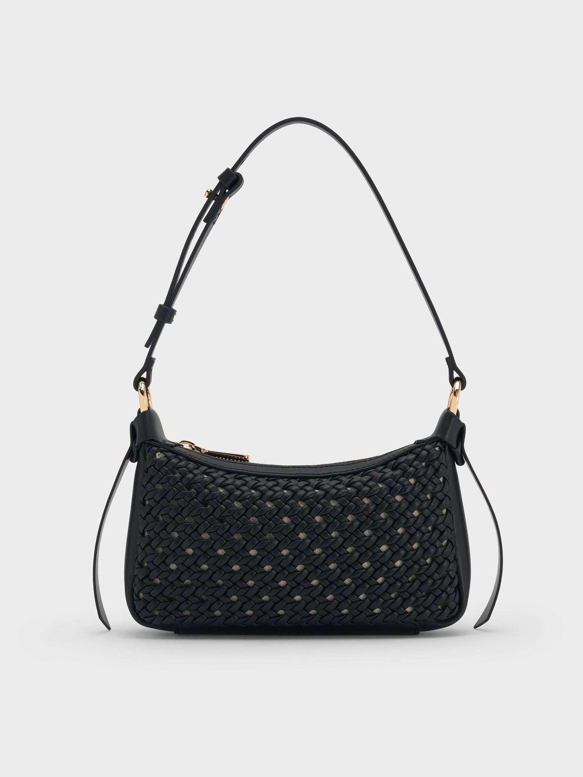 Mini Calla Woven Shoulder Bag - Black | CHARLES & KEITH