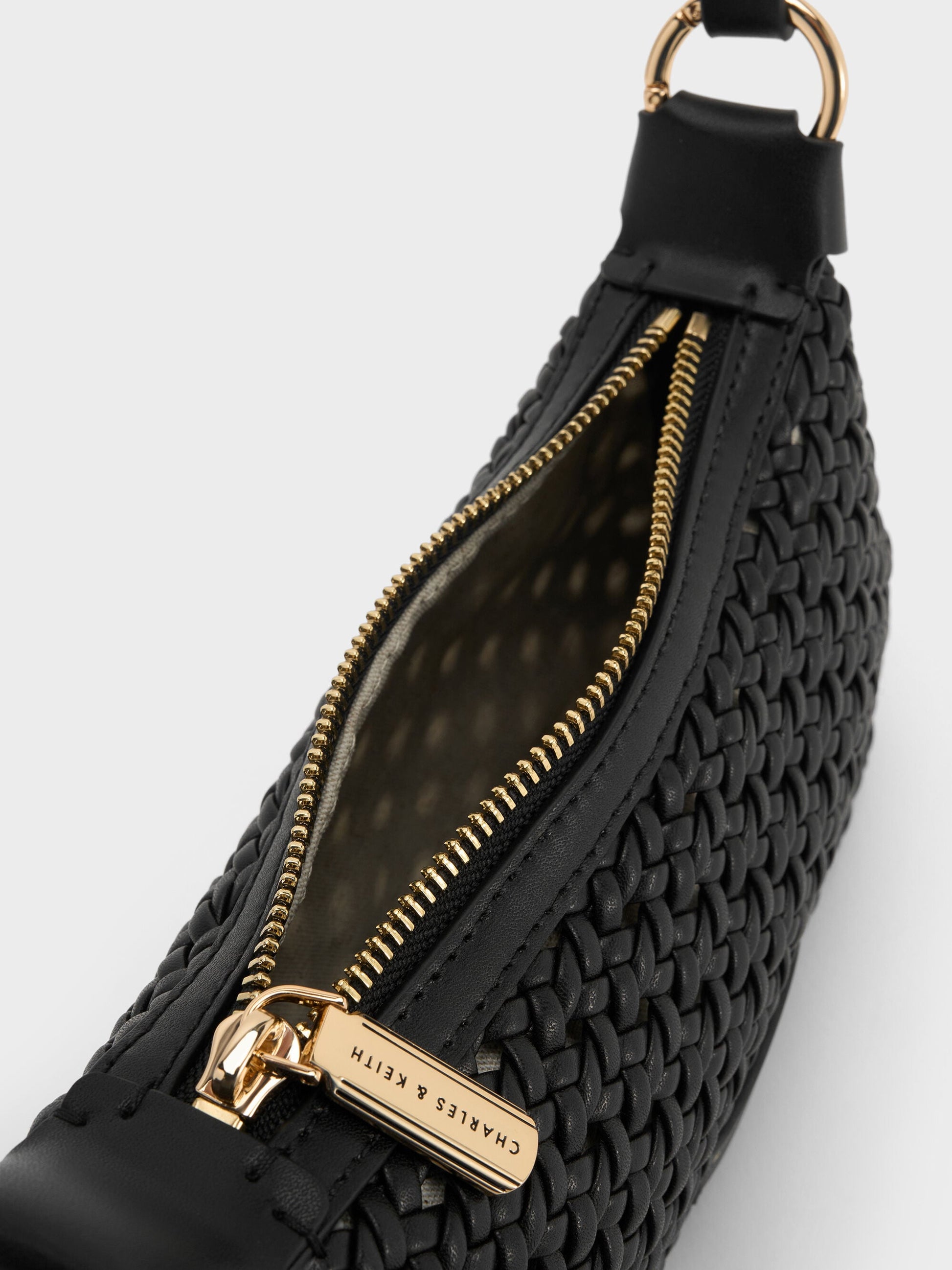 Mini Calla Woven Shoulder Bag - Black | CHARLES & KEITH