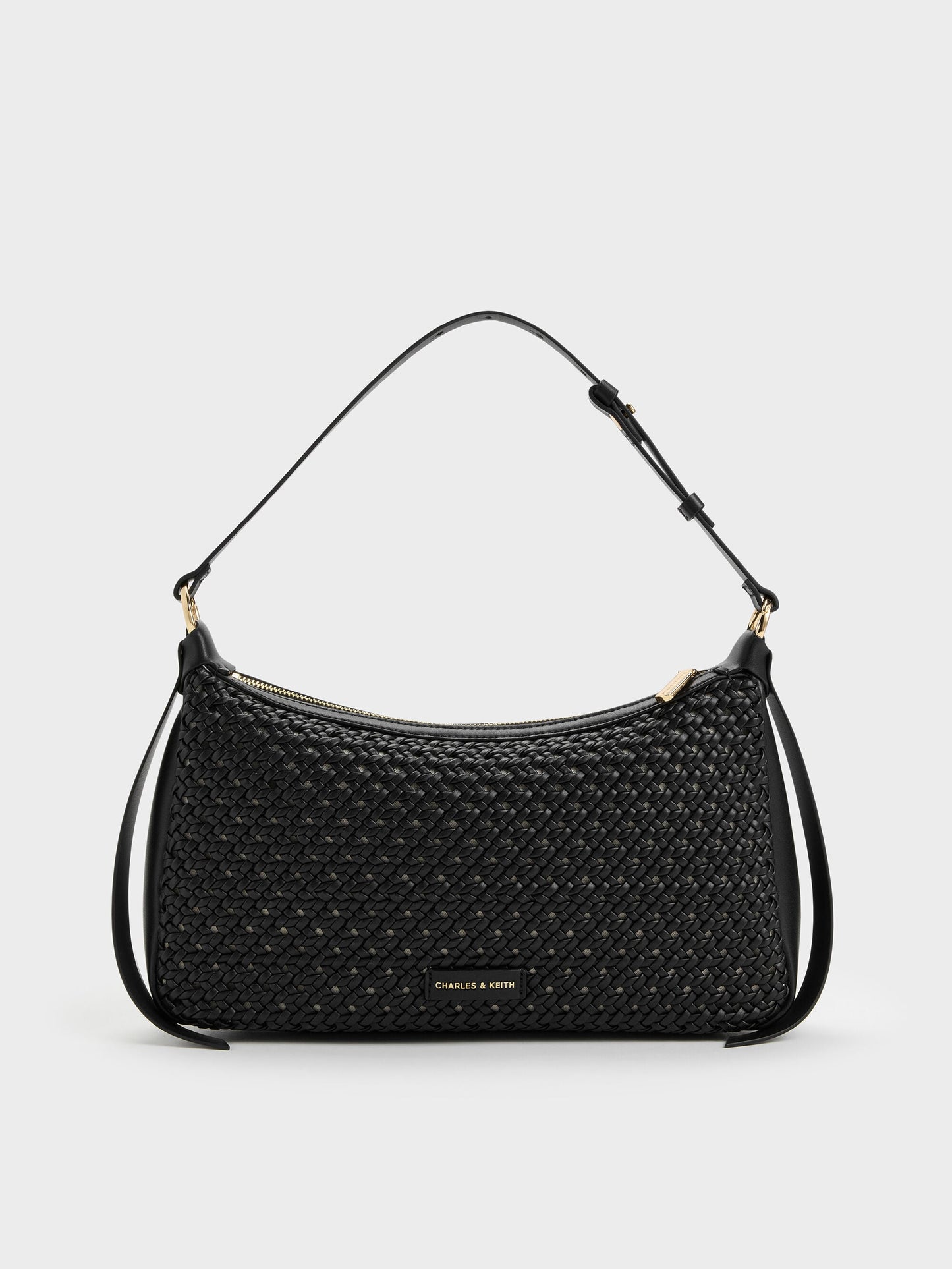 Calla Woven Shoulder Bag - Black | CHARLES & KEITH