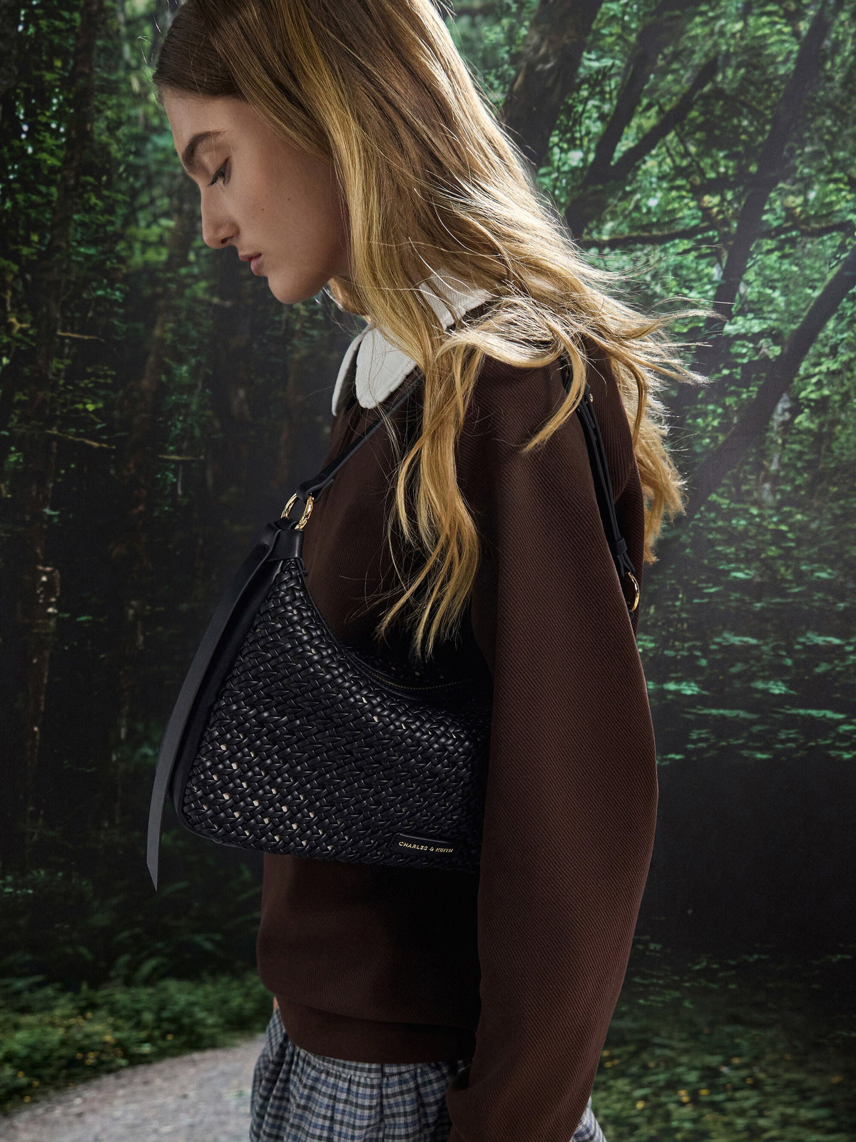 Calla Woven Shoulder Bag - Black | CHARLES & KEITH