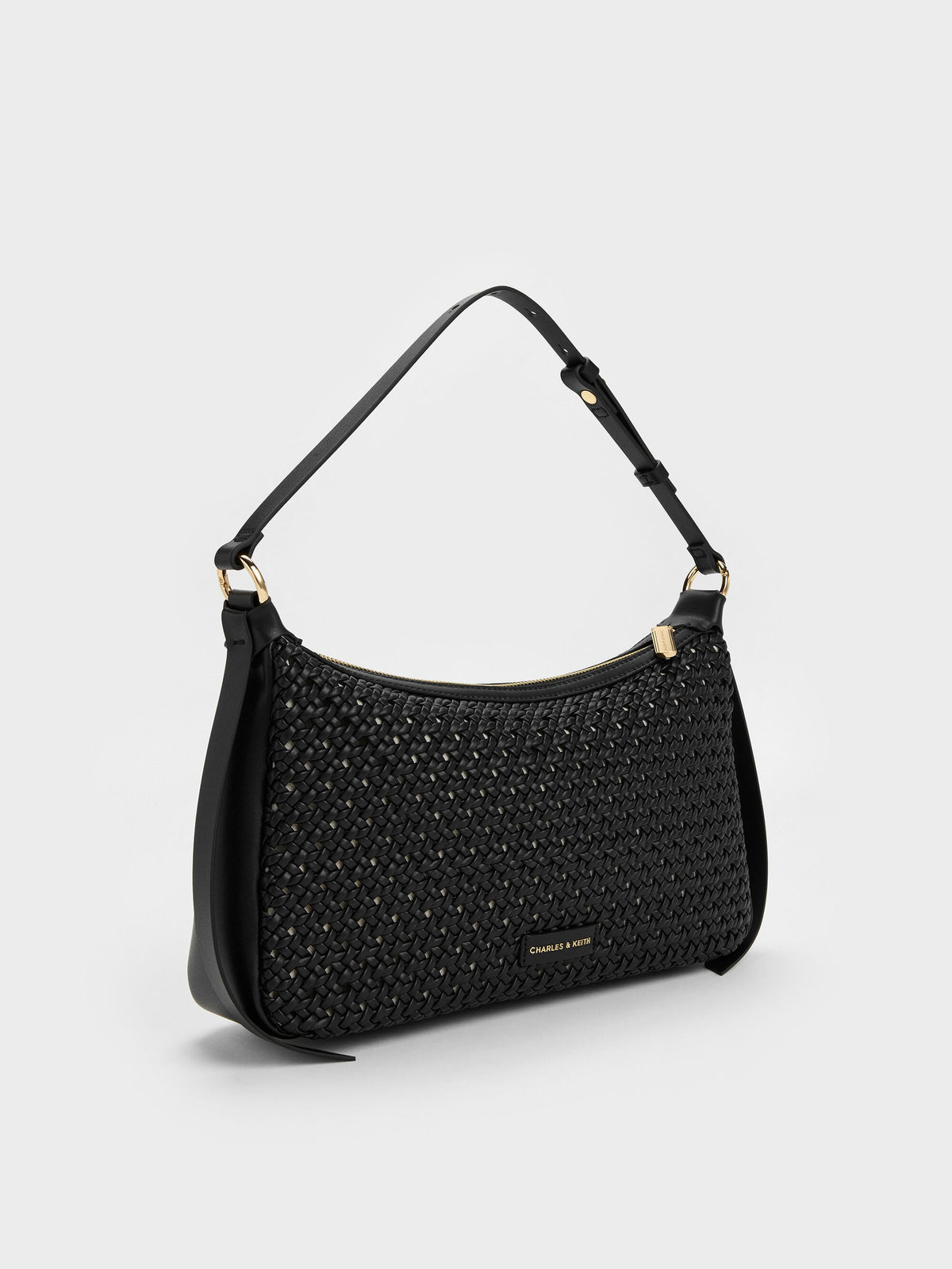 Calla Woven Shoulder Bag - Black | CHARLES & KEITH
