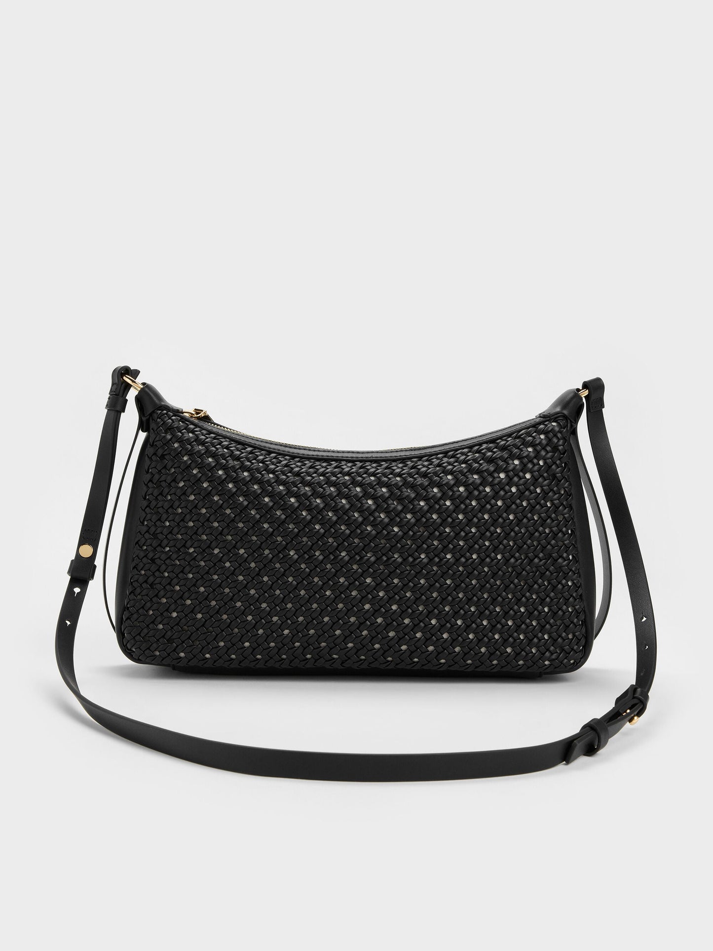 Calla Woven Shoulder Bag - Black | CHARLES & KEITH