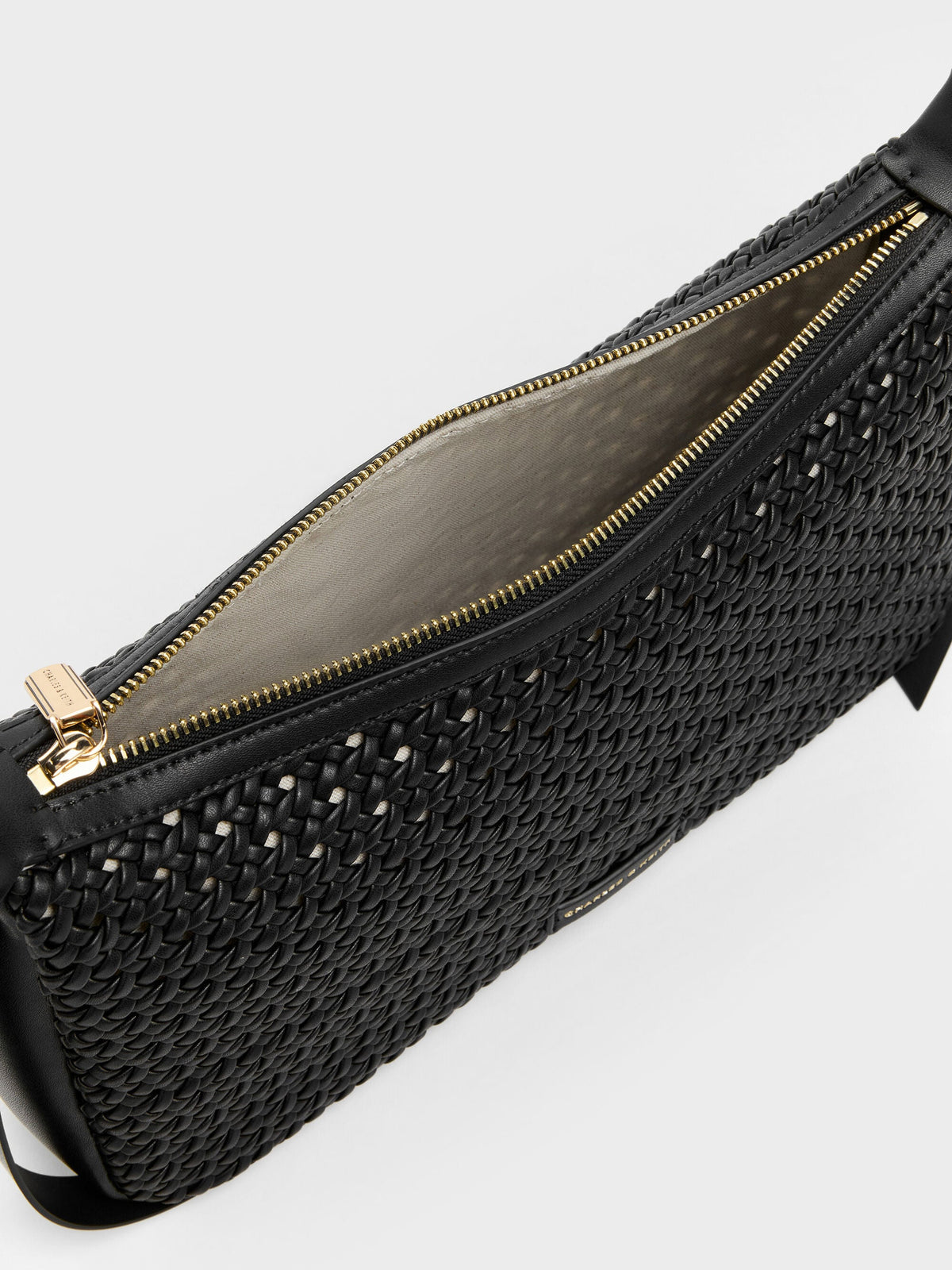 Calla Woven Shoulder Bag - Black | CHARLES & KEITH