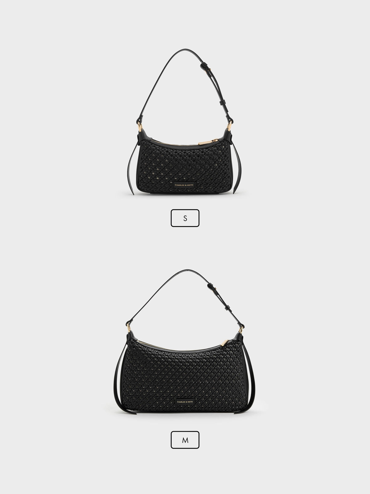 Calla Woven Shoulder Bag - Black | CHARLES & KEITH