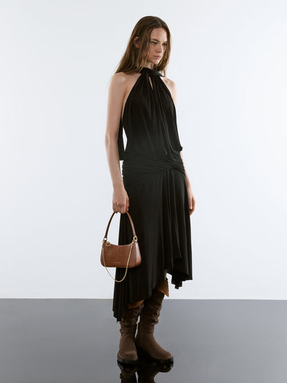 Elspeth Croc-Effect Shoulder Bag - Chocolate Croco | CHARLES & KEITH