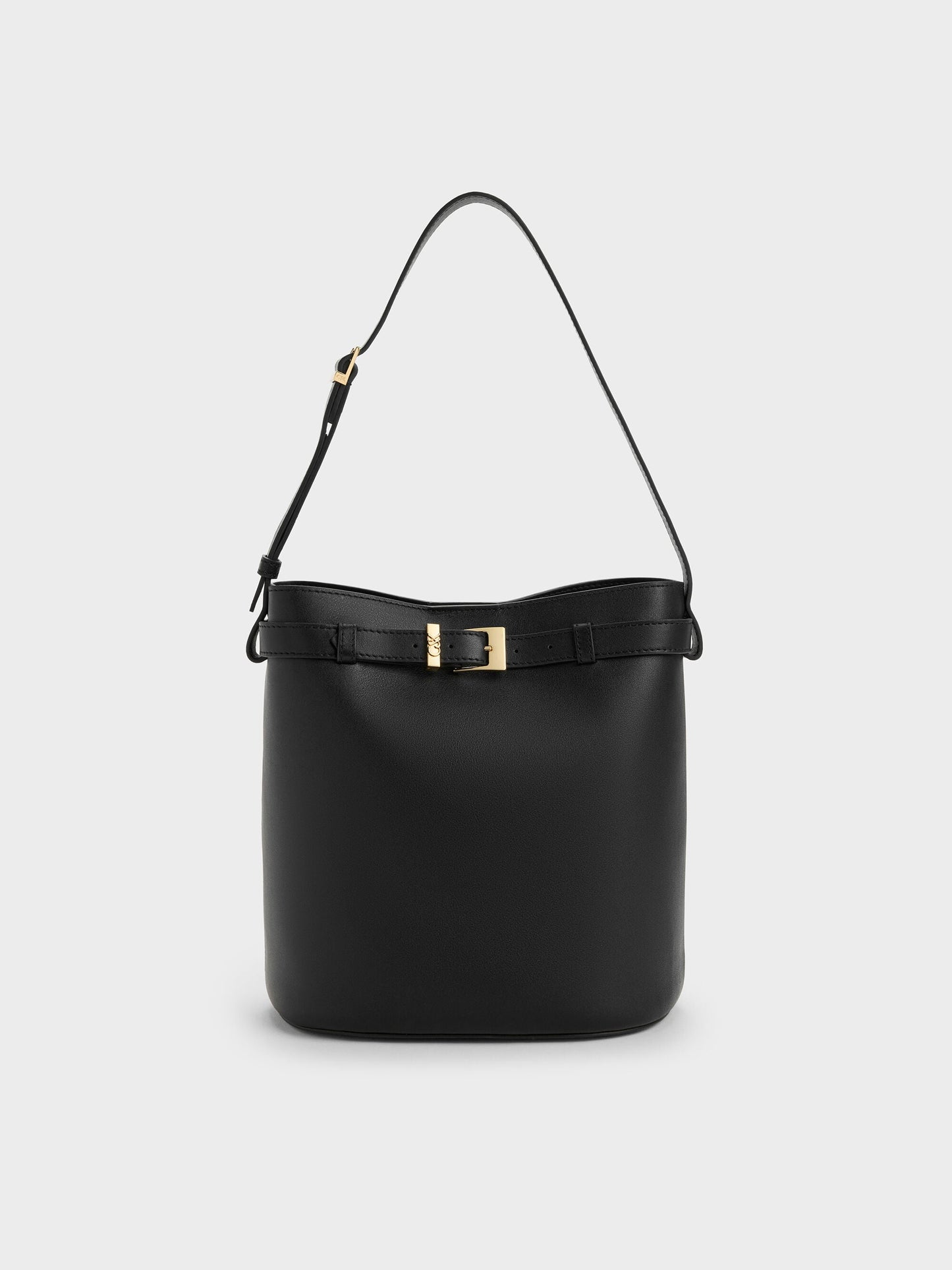 Jody Leather Belted Bucket Bag - Black | CHARLES & KEITH