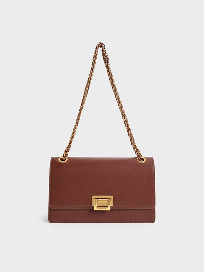 Everline Braided-Strap Shoulder Bag - Chocolate | CHARLES & KEITH