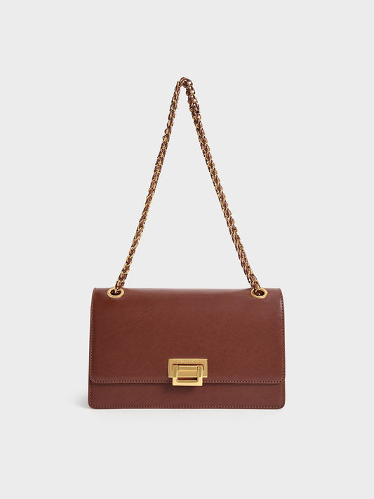 Everline Braided-Strap Shoulder Bag - Chocolate | CHARLES & KEITH