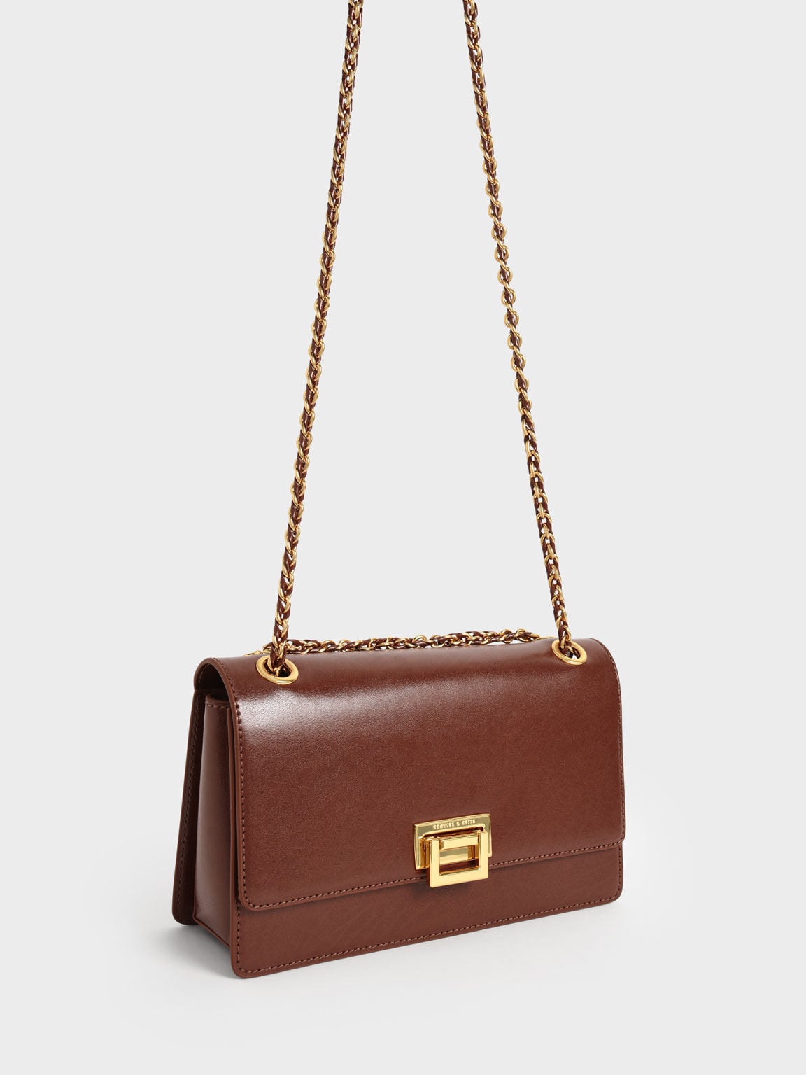 Everline Braided-Strap Shoulder Bag - Chocolate | CHARLES & KEITH