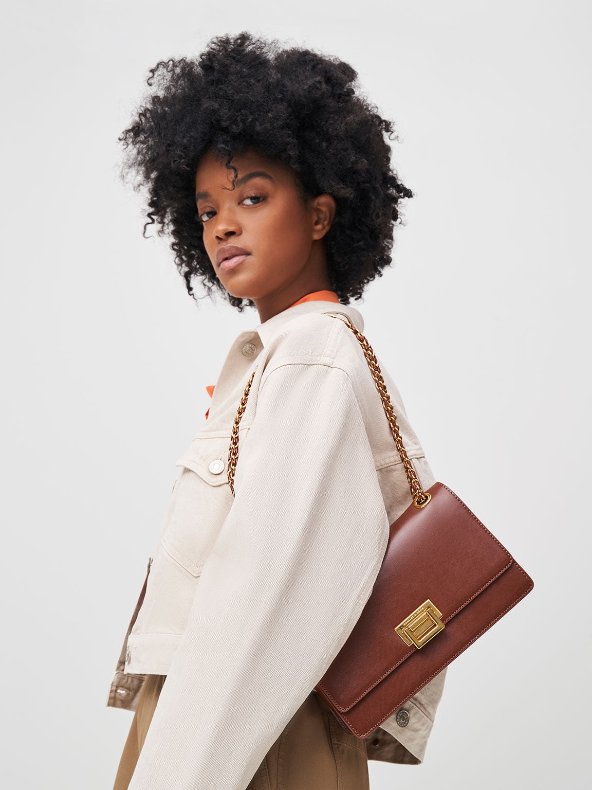 Everline Braided-Strap Shoulder Bag - Chocolate | CHARLES & KEITH