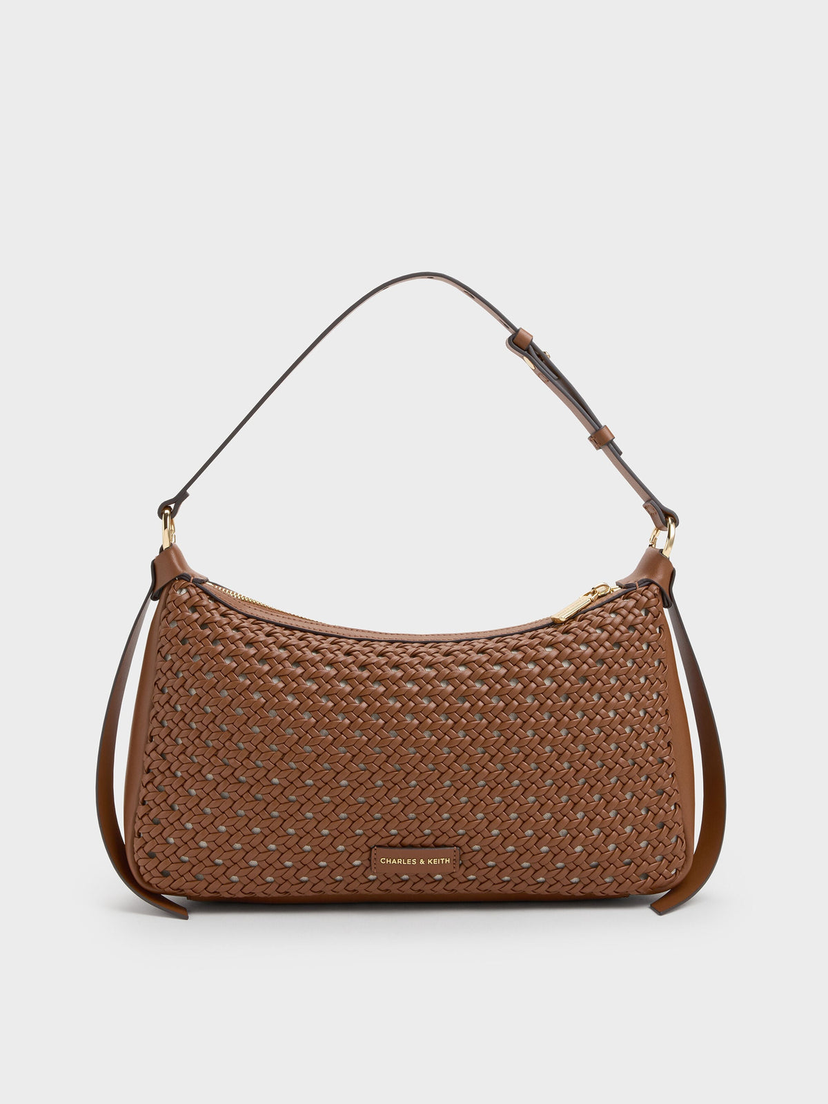 Calla Woven Shoulder Bag - Chocolate | CHARLES & KEITH