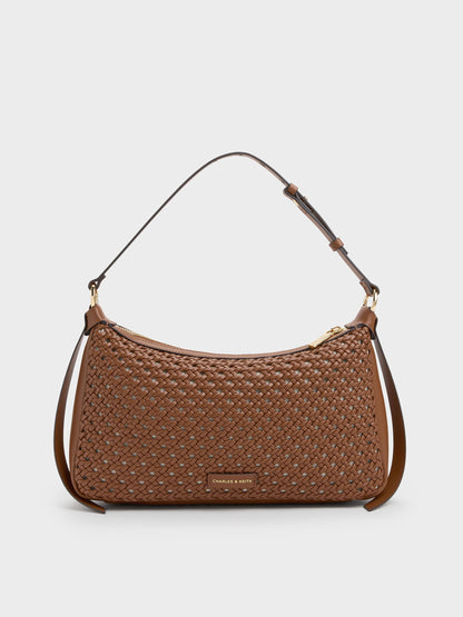 Calla Woven Shoulder Bag - Chocolate | CHARLES & KEITH