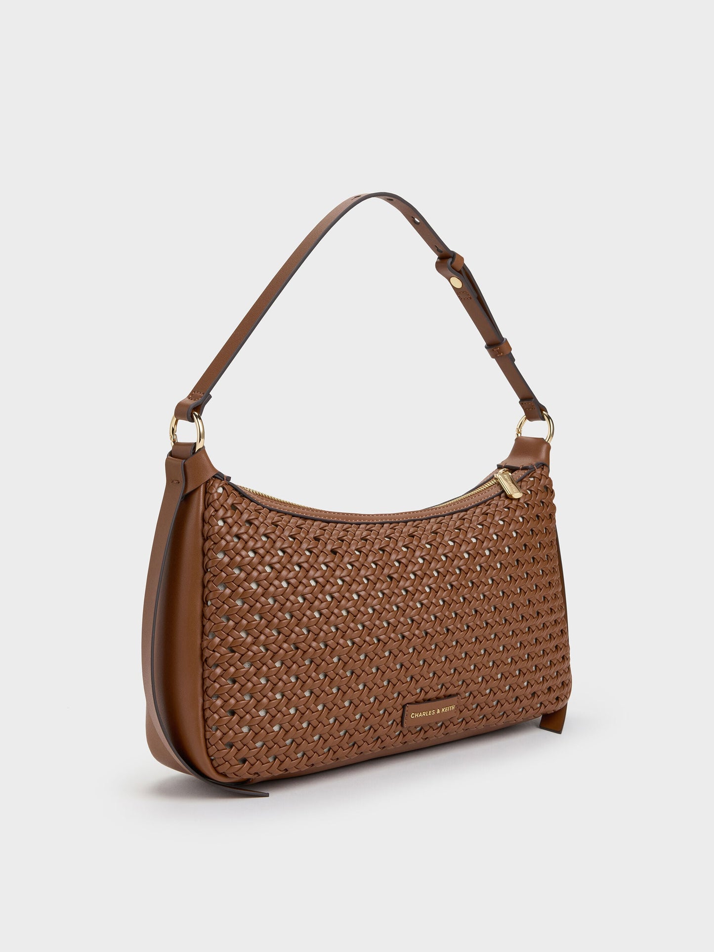Calla Woven Shoulder Bag - Chocolate | CHARLES & KEITH