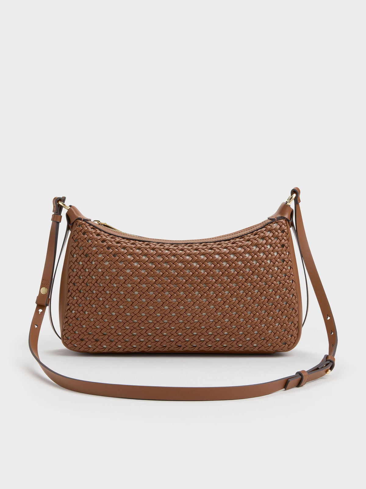 Calla Woven Shoulder Bag - Chocolate | CHARLES & KEITH