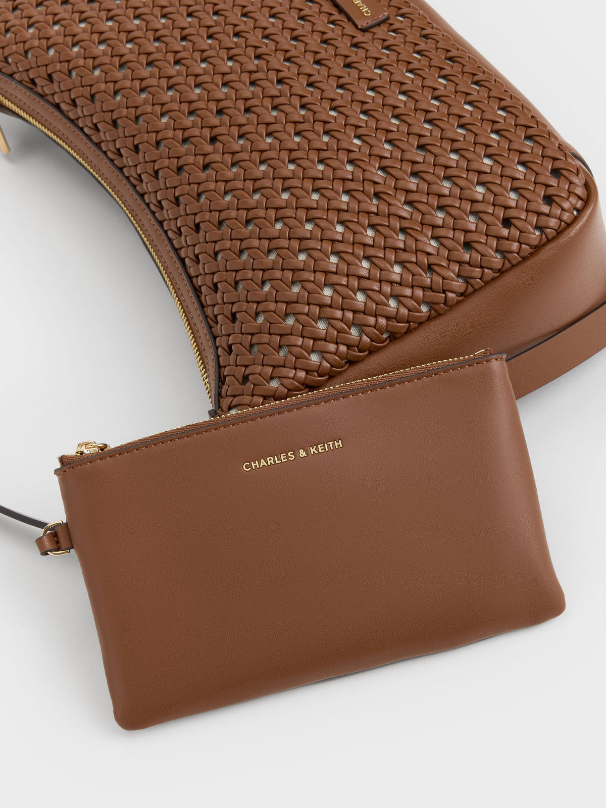 Calla Woven Shoulder Bag - Chocolate | CHARLES & KEITH