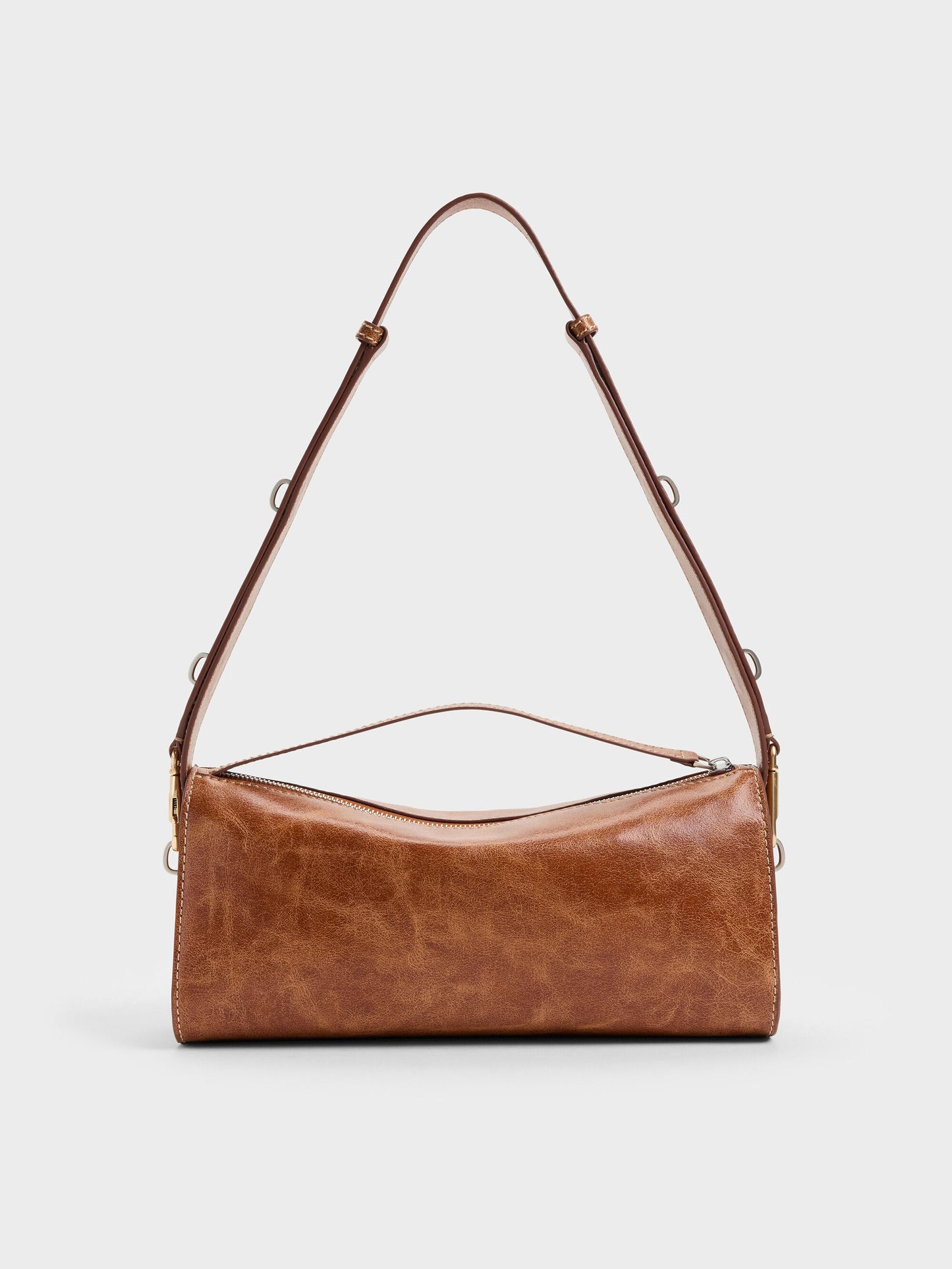 Delfina Elongated Shoulder Bag - Distressed Tan | CHARLES & KEITH