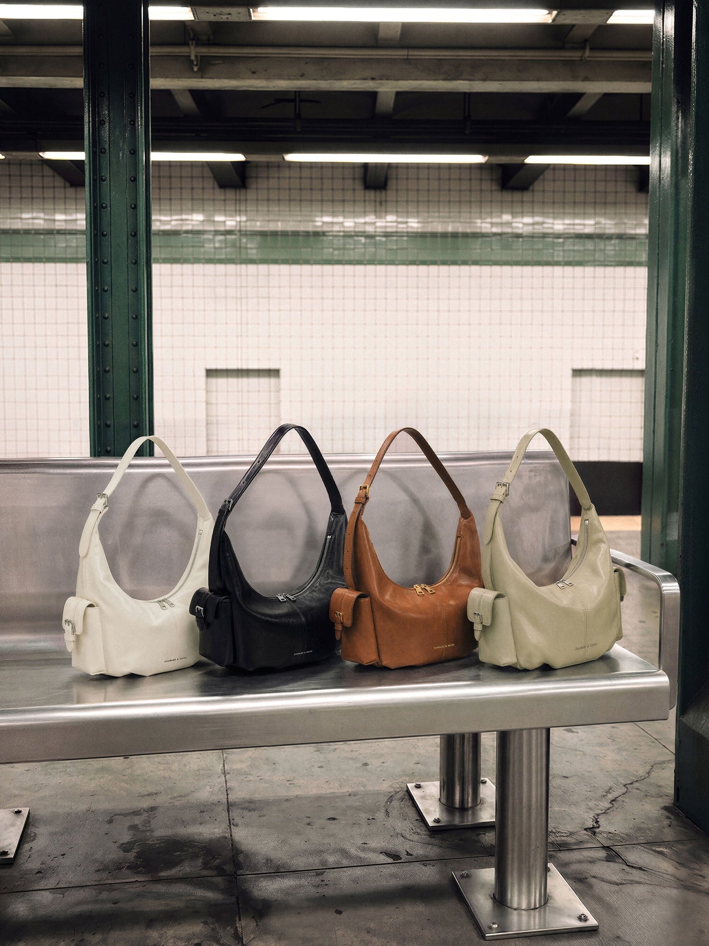 Bessie Side-Pocket Hobo Bag - Distressed Tan | CHARLES & KEITH