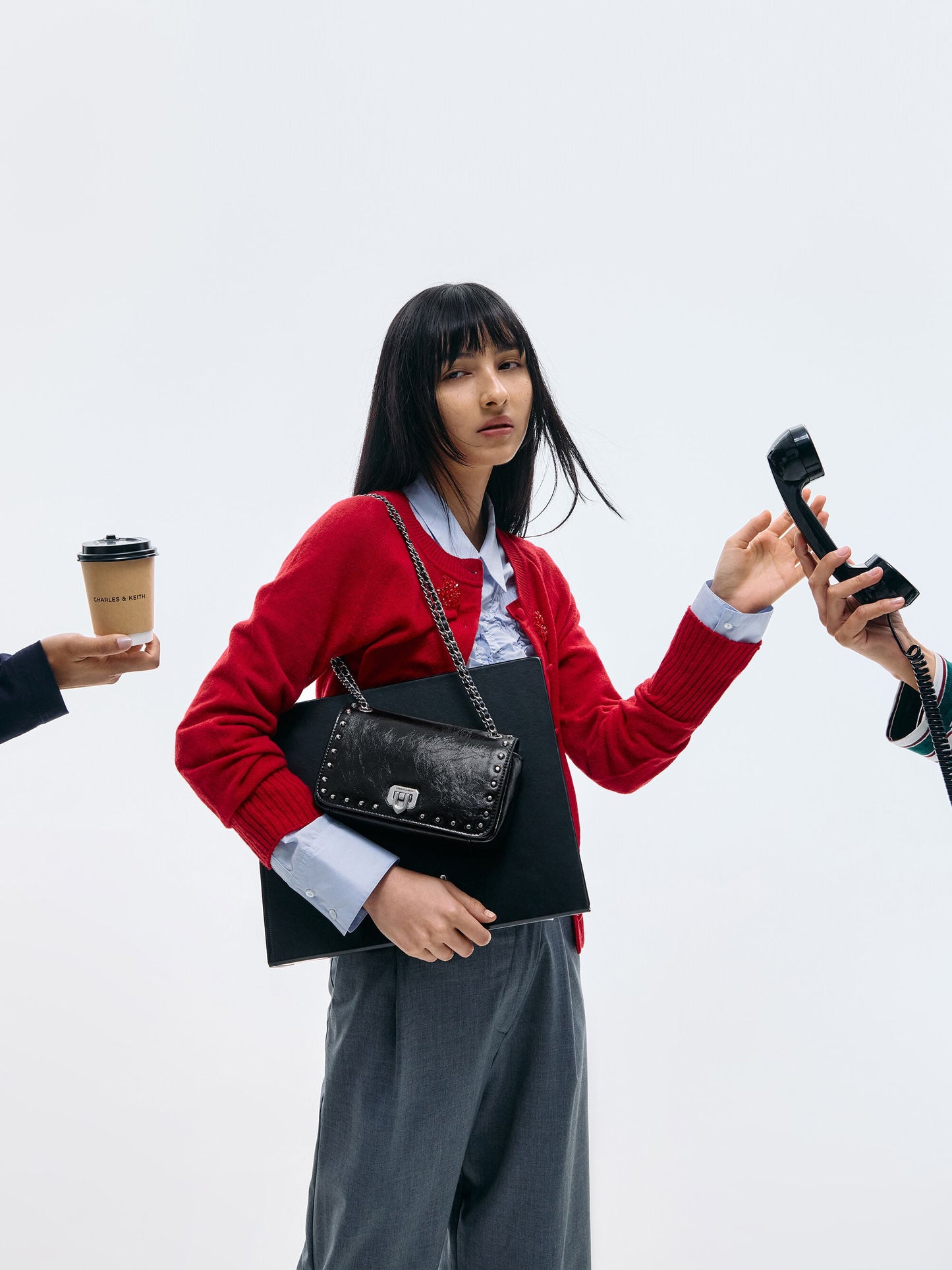 Arwen Studded Shoulder Bag - Noir | CHARLES & KEITH