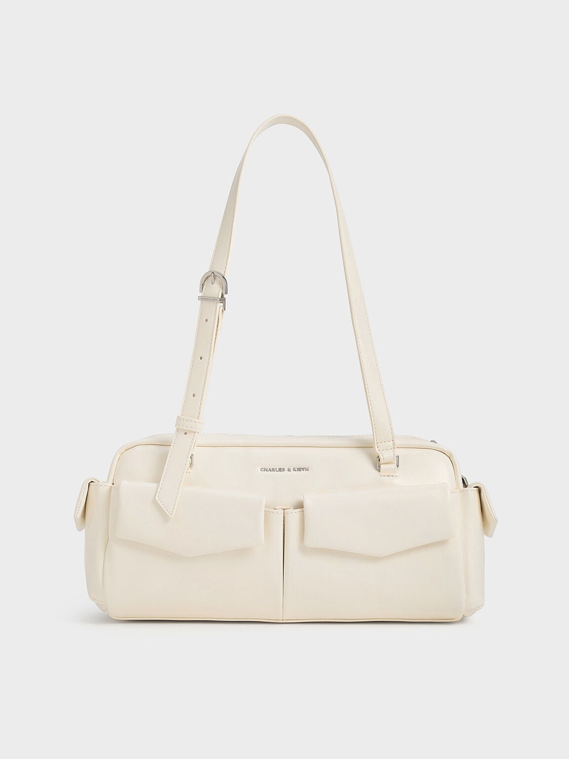 Rachel Multi-Pocket Shoulder Bag - Cream | CHARLES & KEITH