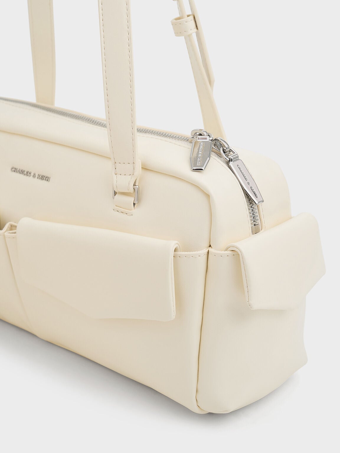 Rachel Multi-Pocket Shoulder Bag - Cream | CHARLES & KEITH