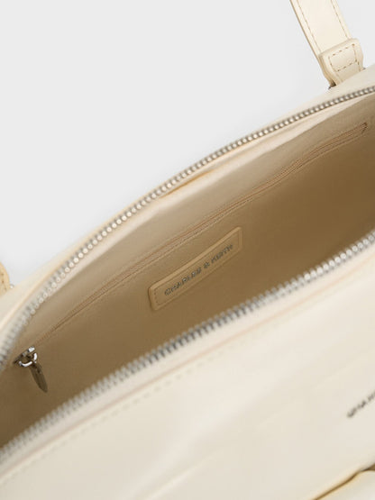 Rachel Multi-Pocket Shoulder Bag - Cream | CHARLES & KEITH