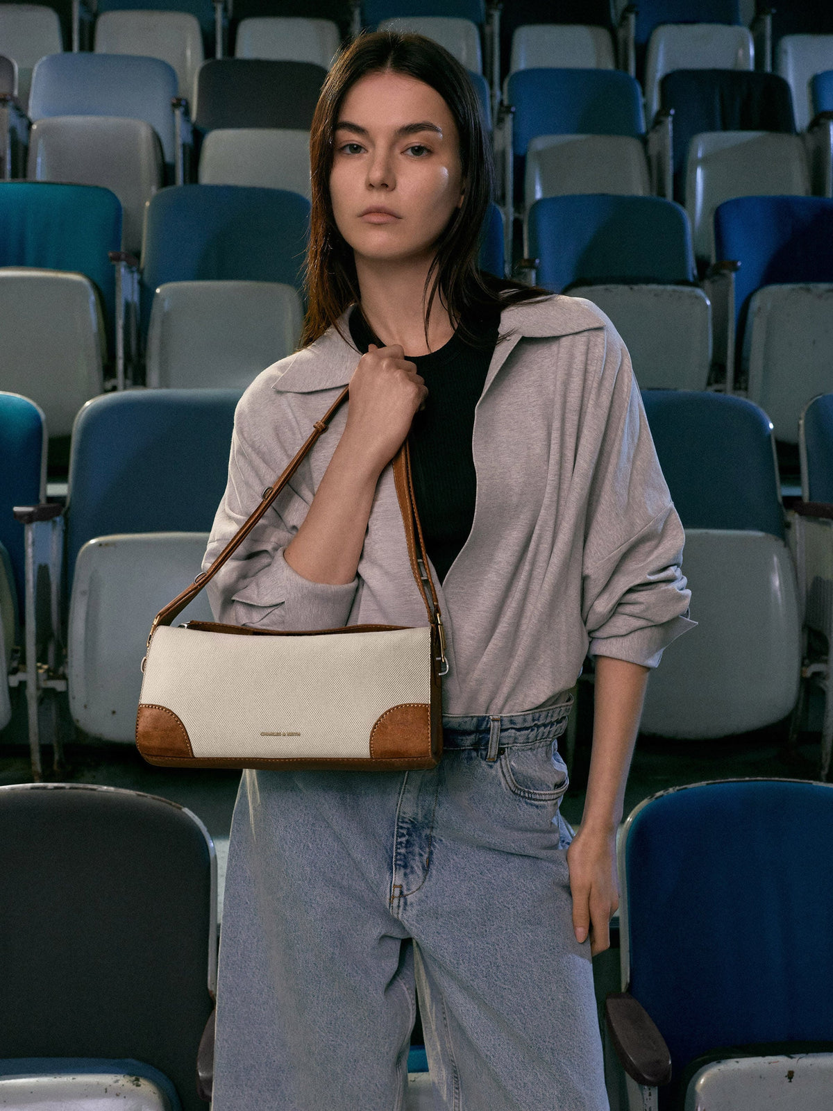 Delfina Canvas Elongated Shoulder Bag - Multi | CHARLES & KEITH