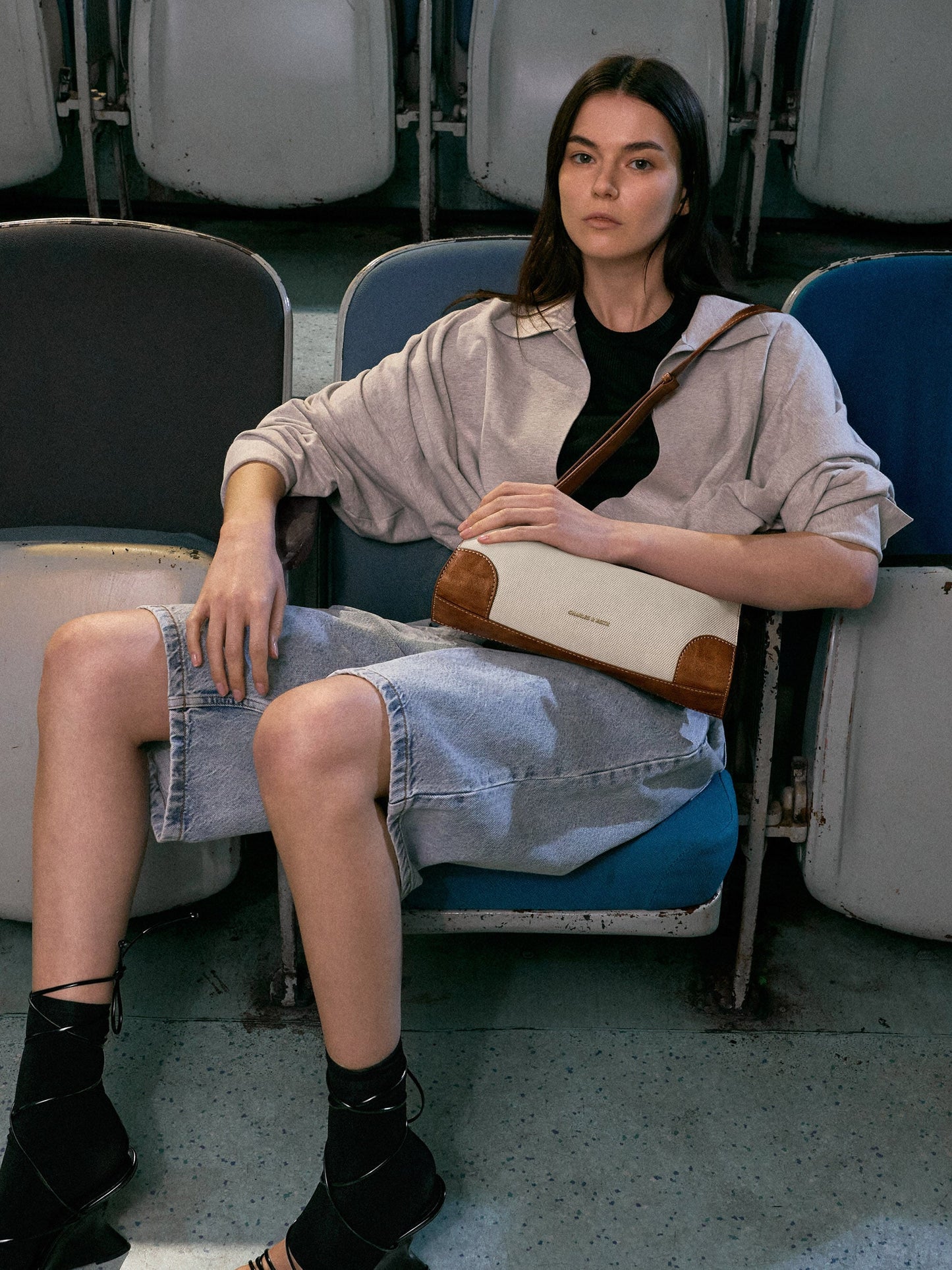 Delfina Canvas Elongated Shoulder Bag - Multi | CHARLES & KEITH