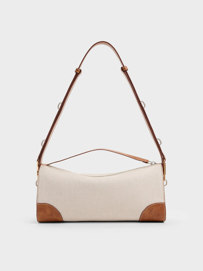 Delfina Canvas Elongated Shoulder Bag - Multi | CHARLES & KEITH
