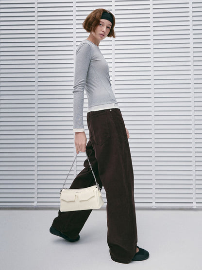 Rachel Front-Pocket Chain Shoulder Bag - Cream | CHARLES & KEITH
