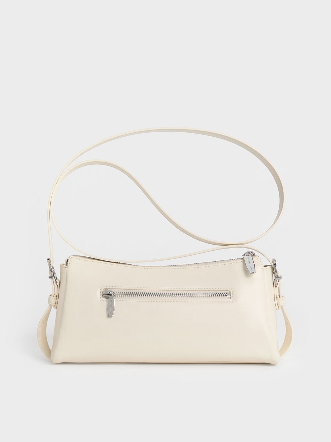 Rachel Front-Pocket Chain Shoulder Bag - Cream | CHARLES & KEITH