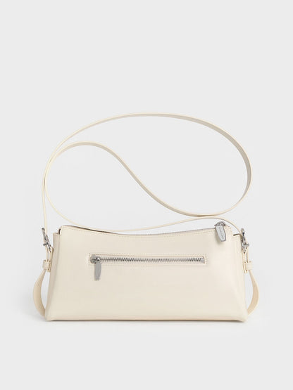 Rachel Front-Pocket Chain Shoulder Bag - Cream | CHARLES & KEITH