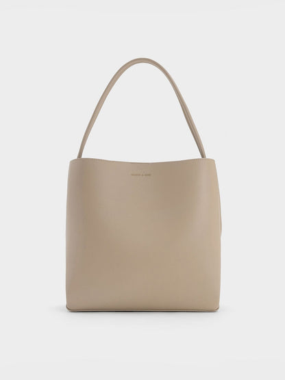 Leia Tote Bag - Taupe | CHARLES & KEITH
