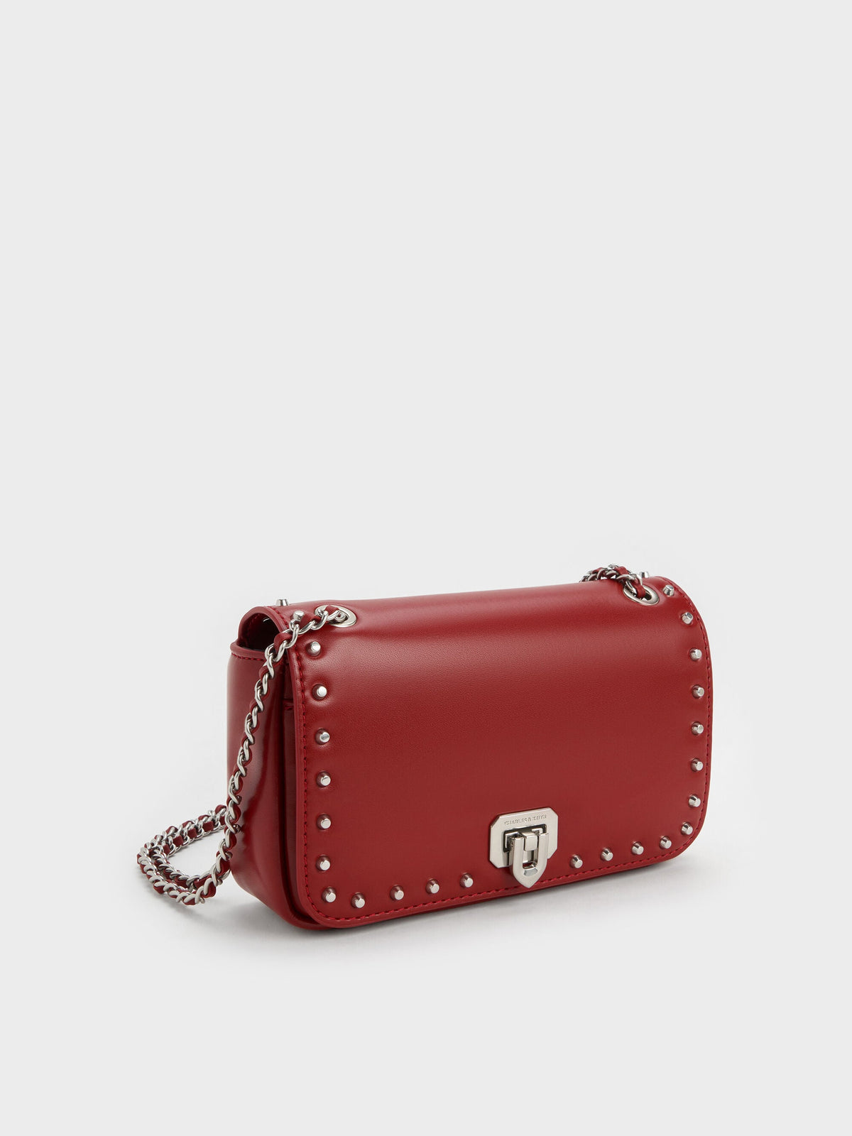 Arwen Studded Shoulder Bag - Red | CHARLES & KEITH
