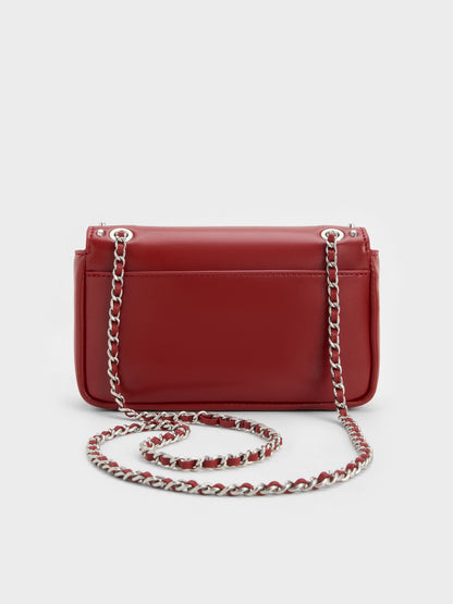 Arwen Studded Shoulder Bag - Red | CHARLES & KEITH