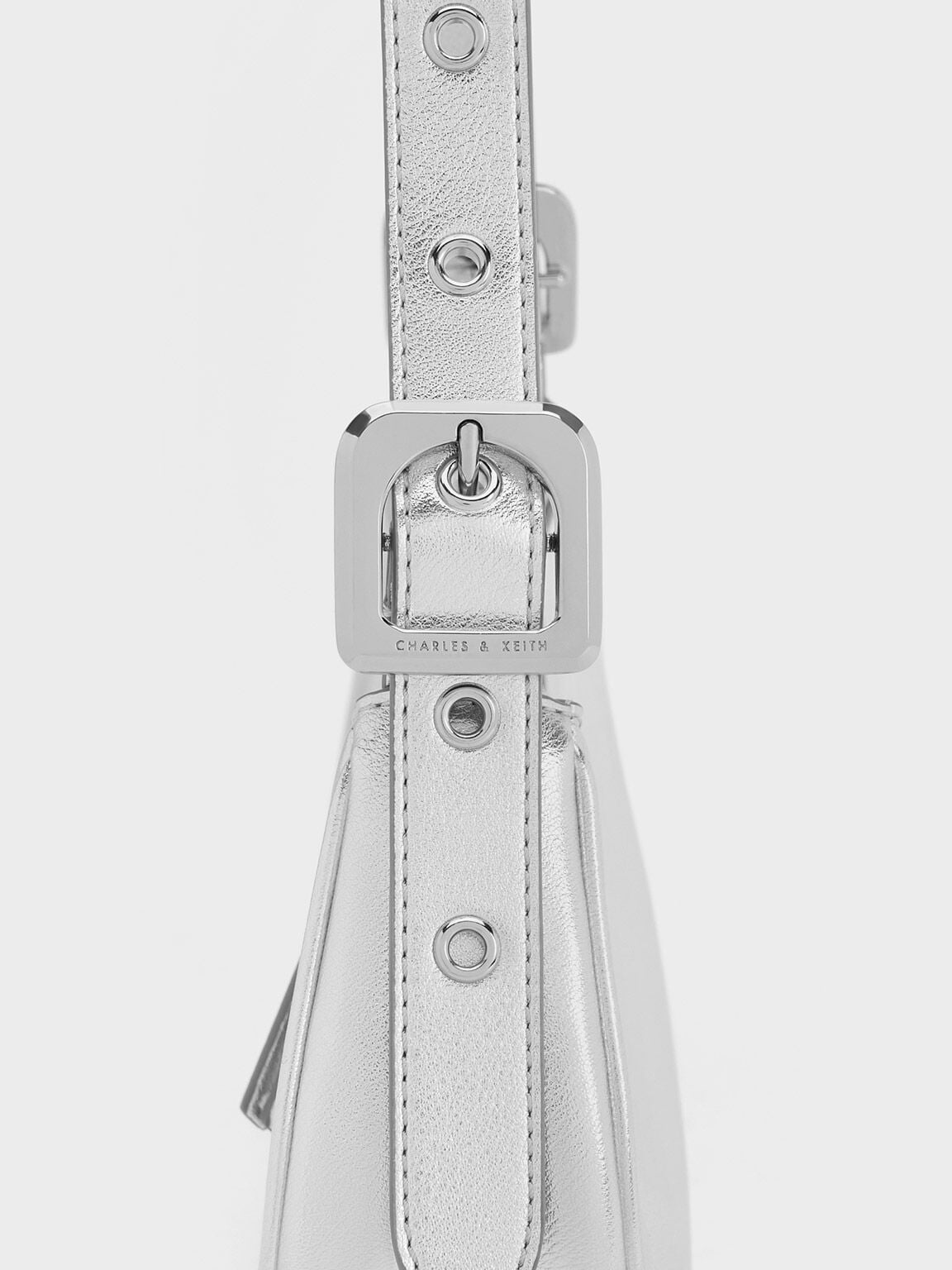 Petra Curved Shoulder Bag - Silver | CHARLES & KEITH
