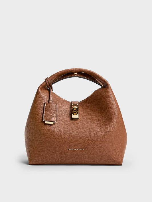 Chance Turn-Lock Bucket Bag - Chocolate | CHARLES & KEITH