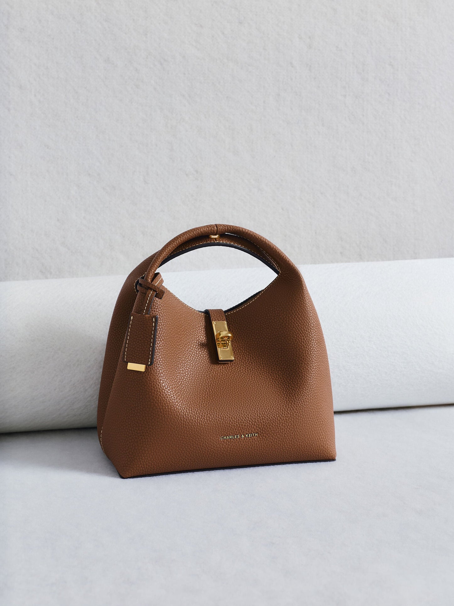 Chance Turn-Lock Bucket Bag - Chocolate | CHARLES & KEITH