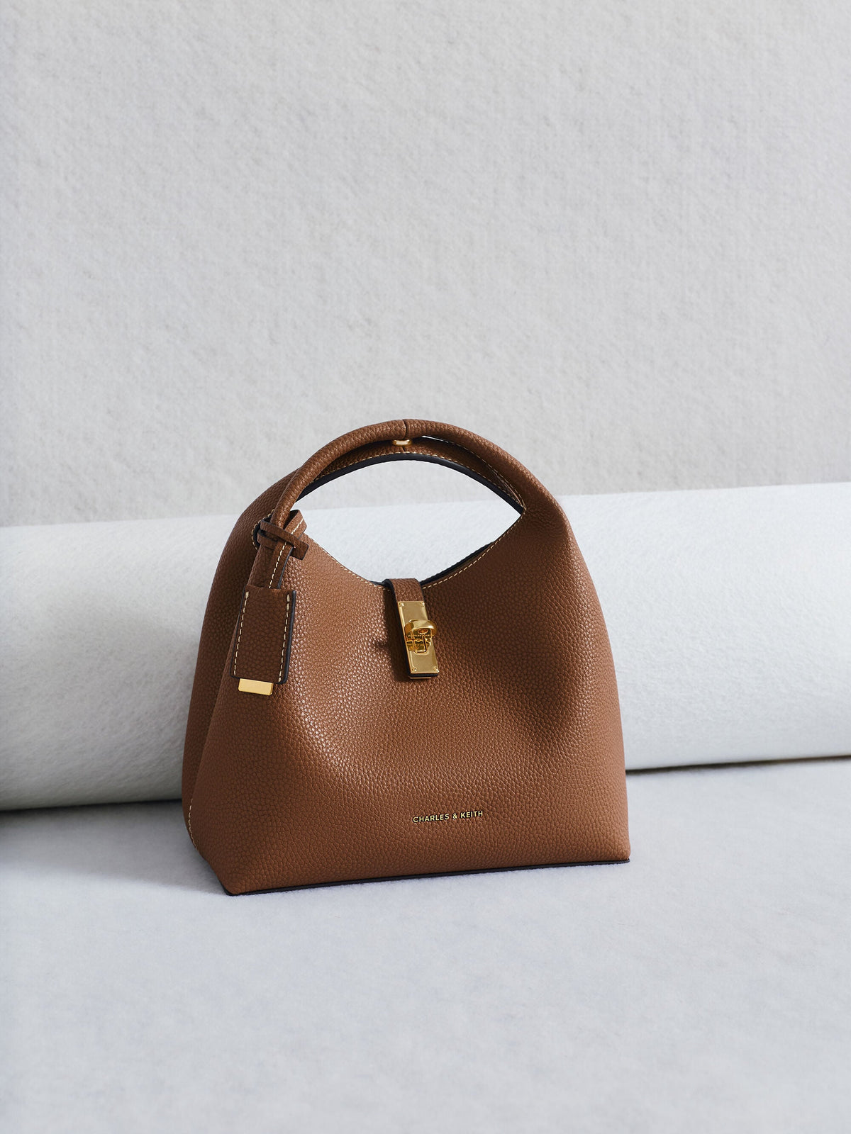 Chance Turn-Lock Bucket Bag - Chocolate | CHARLES & KEITH
